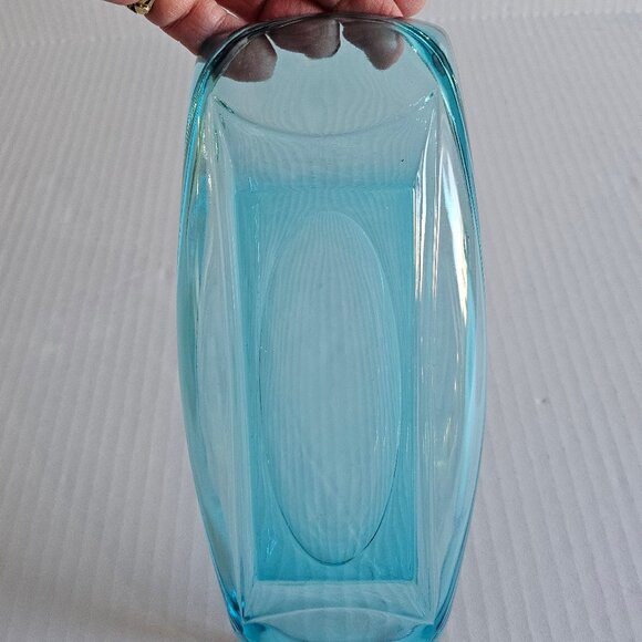 Pretty Hazel Atlas Capri Blue Rectangle Retro Glass Dish - Picture 6 of 10